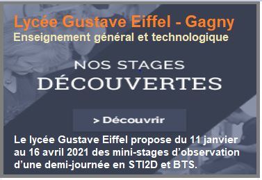 Stage découverte : Le lycée Gustave Eiffel  (93 GAGNY)